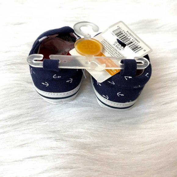 Carter's Navy Blue Nautical Crib Shoes Newborn - Picture 4 of 4